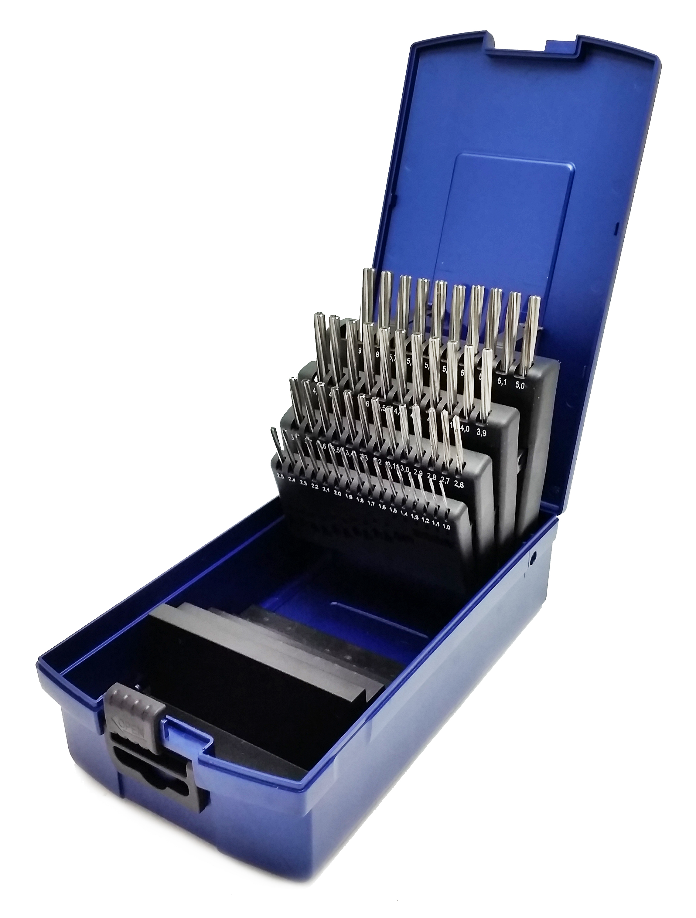 50-tlg. PROFI Handreibahlen Satz HSS, DIN 206, Form B, Toleranz H7, Ø 1,0 - 5,9 mm x 0,1 mm