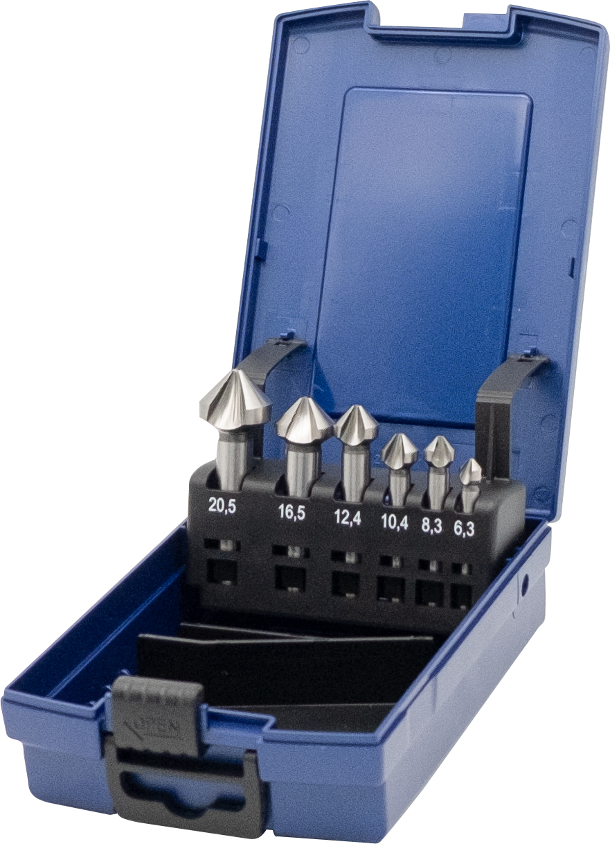 Kegelsenker DIN 335 C, 90°, HSS-Co5 PROFILINE, 6-teilig, blank, 3-Schneiden