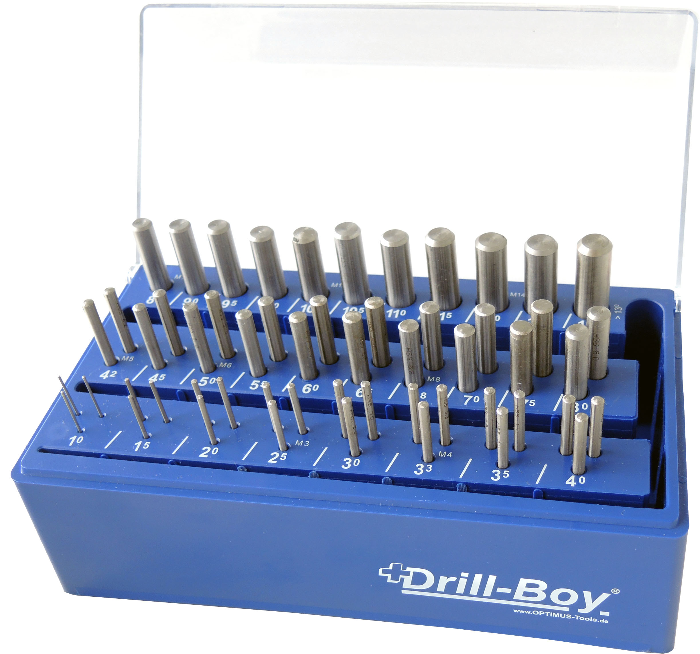 55-tlg. Spiralbohrer Satz Drill-Boy Ständer m. Sortierfunktion DIN 338 HSSG Ecotec 1 - 13 mm